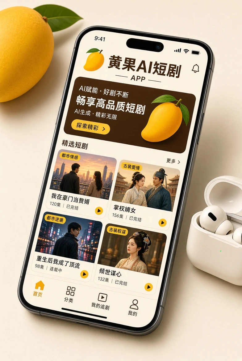 黄果AI短剧APP展示